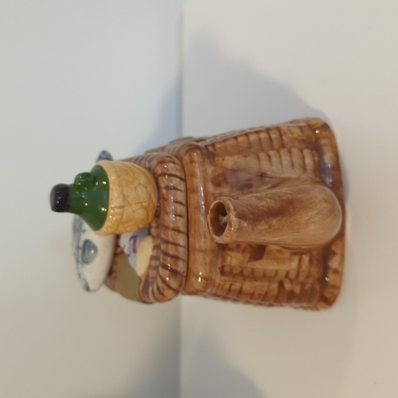 World Bazaar Inc Ceramic Miniature Fishing Basket Teapot - Picture 4 of 9